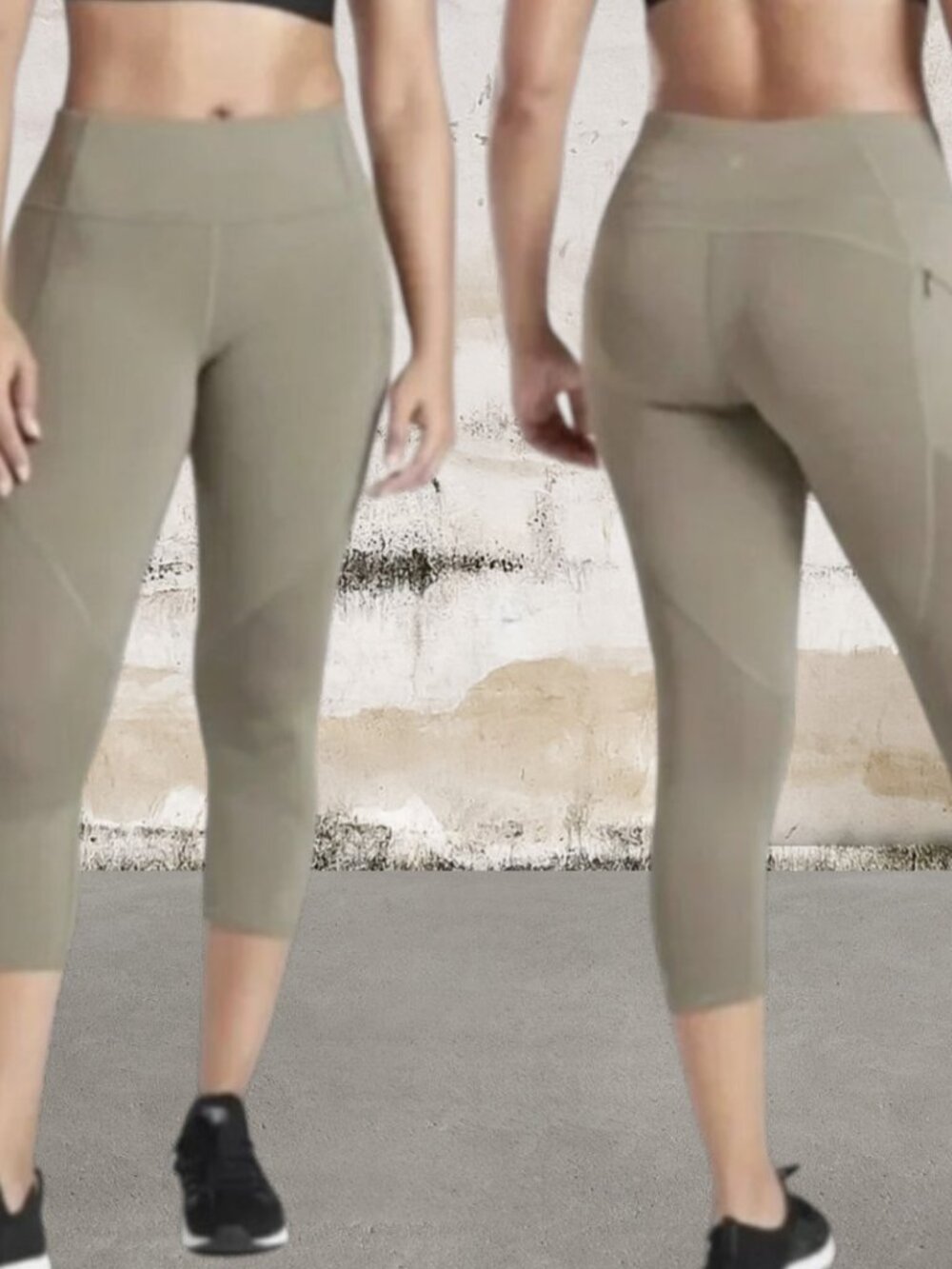 Athleta Mesh Contender Capri Leggings in Olive Size XS